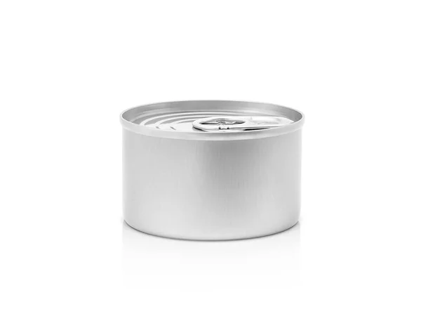 Tin can dla produktu oszczędzać na białym tle — Zdjęcie stockowe