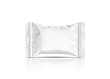 blank packaging candy palstic sachet isolated on white background clipart