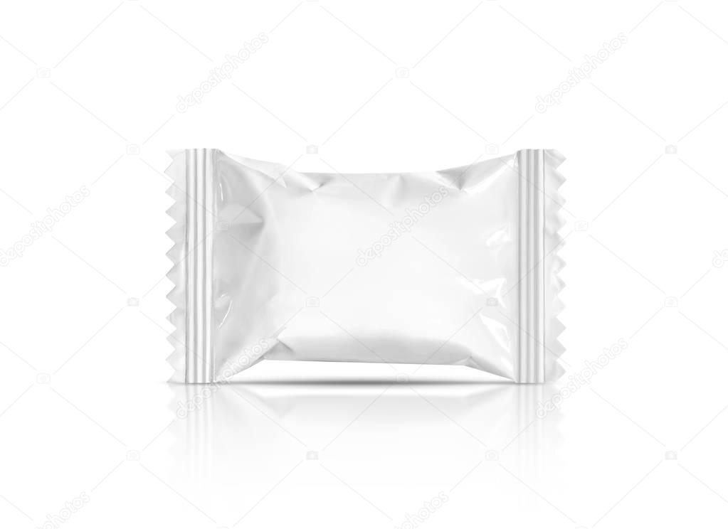 blank packaging candy palstic sachet isolated on white background