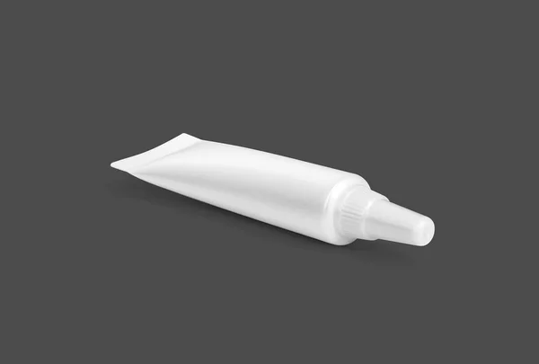 Embalagem em branco tubo de soro cosmético isolado em fundo cinza — Fotografia de Stock