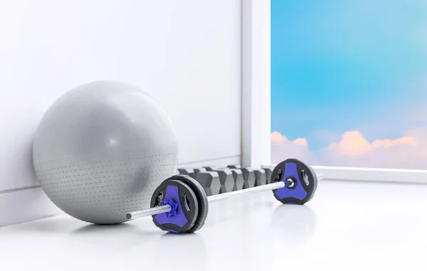 Gym equipment on the fitness club floor — Stock Photo, Image