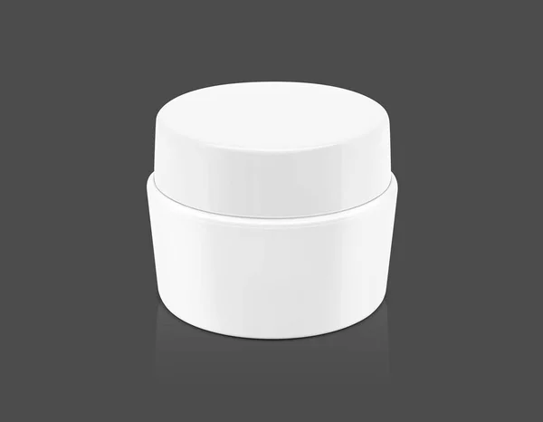 Embalagem em branco pote de creme cosmético branco isolado no fundo cinza — Fotografia de Stock