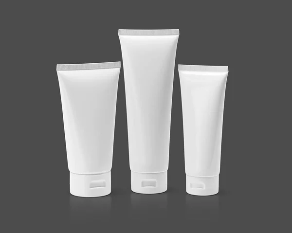 Embalagem em branco tubo cosmético isolado no fundo cinza — Fotografia de Stock