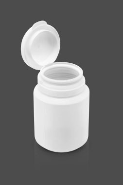 Gri arka plan üzerinde izole boş ambalaj ek ürün şişe