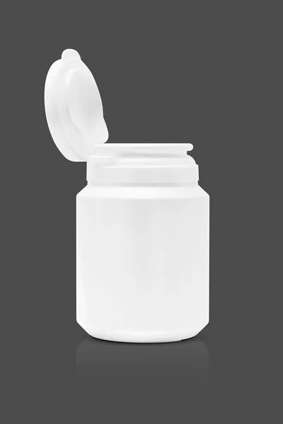 Garrafa de produto de suplemento de embalagem em branco isolado em fundo cinza — Fotografia de Stock
