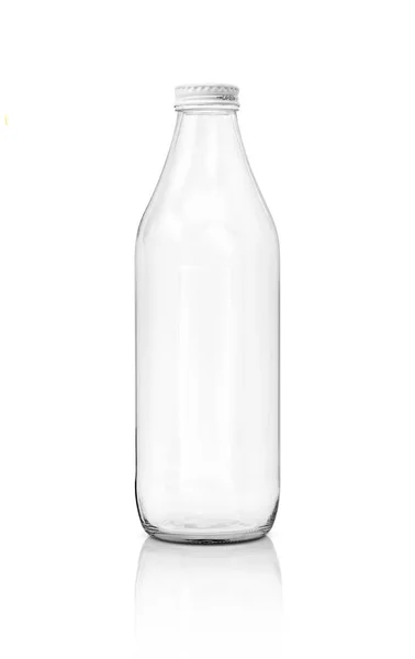 Botella de vidrio transparente de embalaje en blanco para el producto de la bebida es —  Fotos de Stock