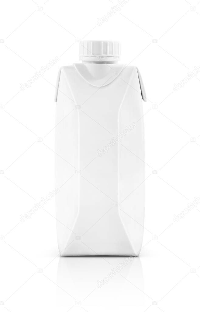 blank packaging milk container box with plastic cap isolated on  white background