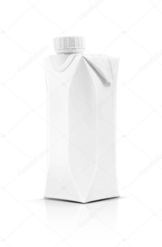 blank packaging milk container box with plastic cap isolated on white background