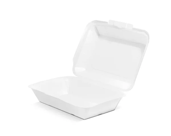 Embalagem em branco caixa de alimentos de papel reciclado para refeição isolada em fundo branco — Fotografia de Stock