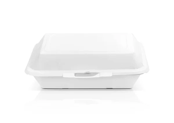 Üres csomagolás újrahasznosított papír élelmiszer doboz étkezés elszigetelt fehér background — Stock Fotó