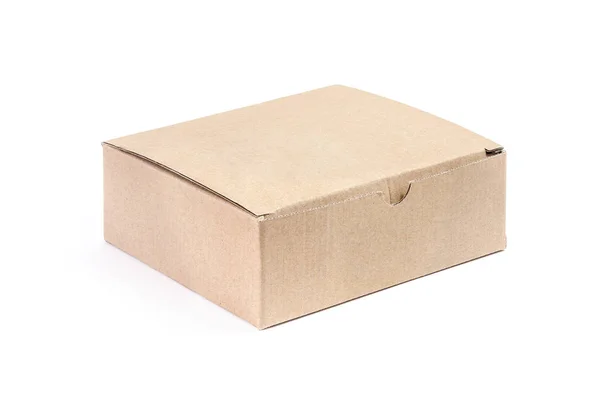 Paper kraft cardboard box isolated on white background — Stock Photo, Image