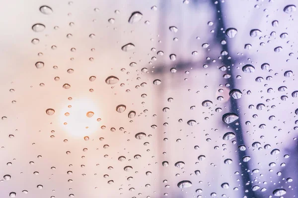 Raindrops on a car windshield after raining — Stock Photo, Image