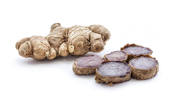 black galingale root isolated on white background