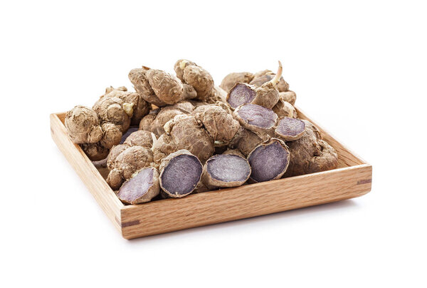 black galingale root isolated on white background