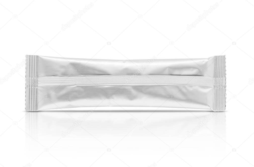blank packaging coffee stick pouch isolated on white background