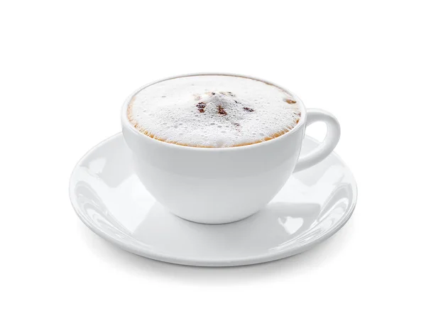 Kubek z gorącą kawę cappuccino, izolowana na białym tle — Zdjęcie stockowe