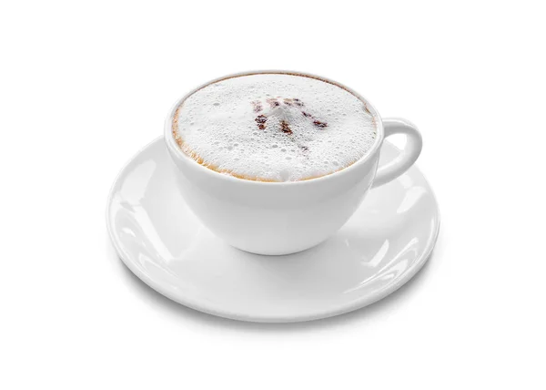 Kubek z gorącą kawę cappuccino, izolowana na białym tle — Zdjęcie stockowe