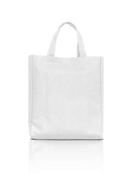 Puste białe tkaniny Płócienna torba na białym tle — Zdjęcie stockowe