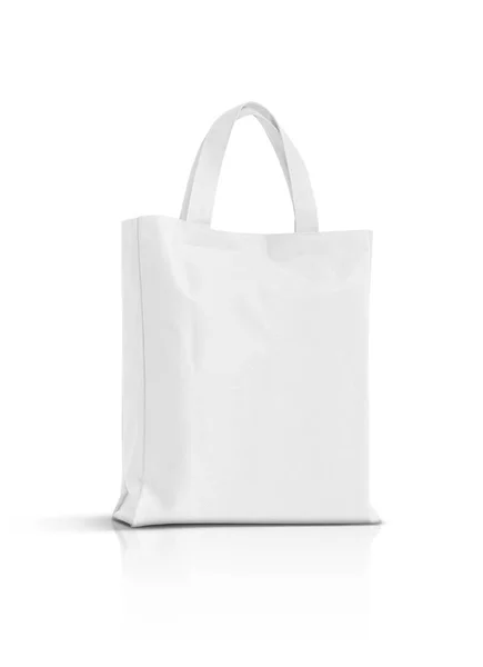 Puste białe tkaniny Płócienna torba na białym tle — Zdjęcie stockowe