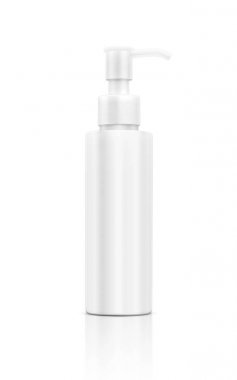 Beyaz arka plan üzerinde izole boş ambalaj kozmetik pompa şişe