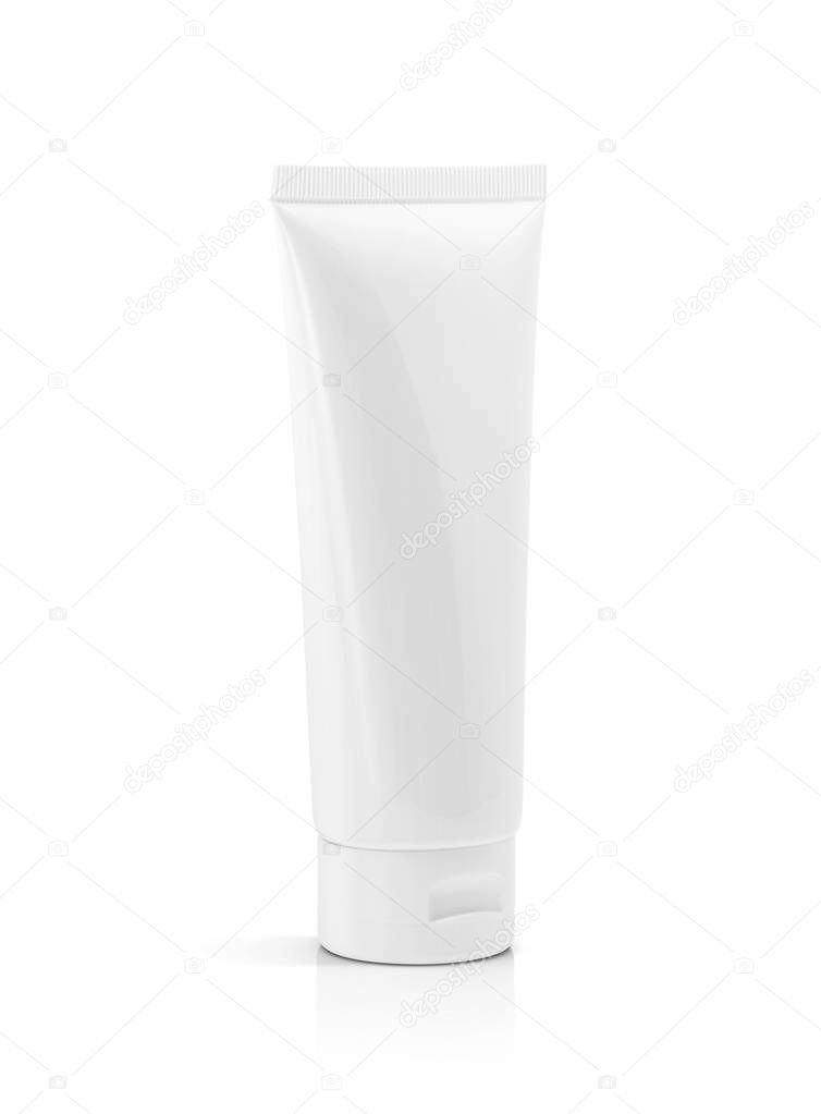 blank packaging cosmetic plastic tube isolated on white background