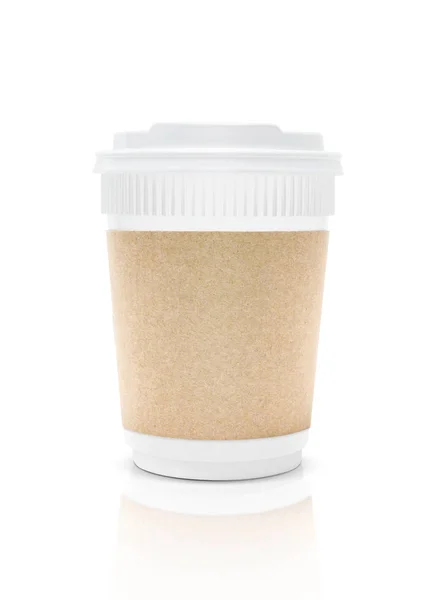 Embalagem em branco copo de café de plástico para ir isolado em backg branco — Fotografia de Stock