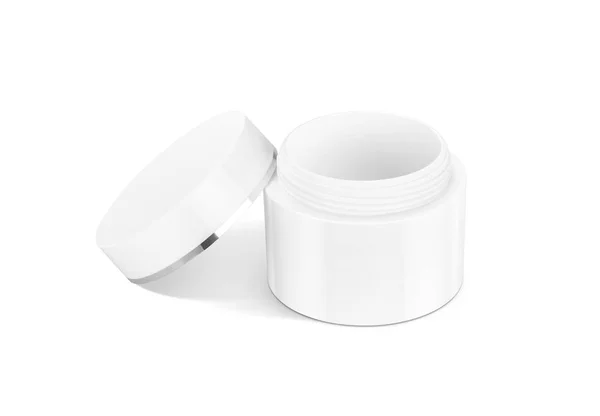空白包装化粧品クリーム ポット openned カバーの分離ホワイト バック グラウンド — ストック写真