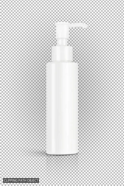 Tomma förpackningar kosmetiska pumpflaska isolerade på virtuella öppenhet rutnät bakgrund — Stockfoto