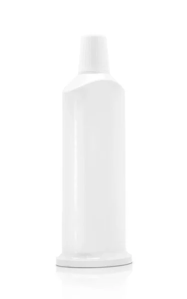 Embalagem em branco tubo de pasta de dentes de plástico isolado no fundo branco — Fotografia de Stock