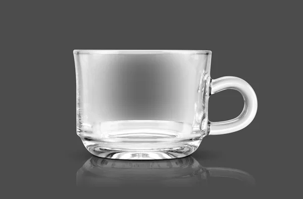 Clear glass cup isolated on gray background — Stock Photo, Image