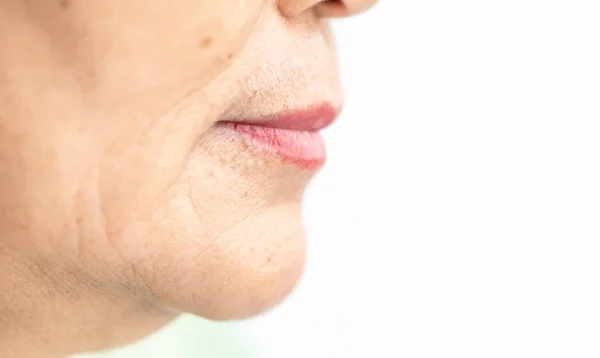 Wrinkled of old asian woman skin — Stock Photo, Image