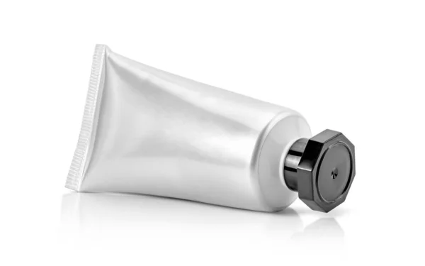 Алюмінієва трубка для дизайну зубної пасти або косметичного продукту макет — стокове фото