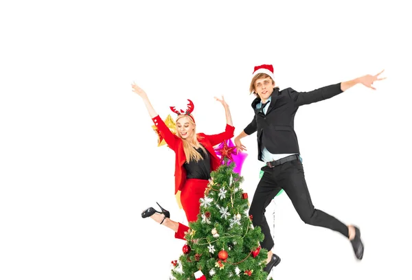 Unga par njuta av att dansa tillsammans i nytt år eller jul fest — Stockfoto