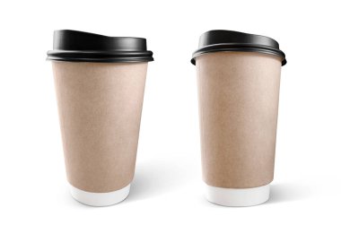 brown kraft paper coffee cup for branding design mock-up
