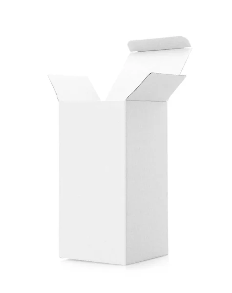 Λευκό Χάρτινο Κουτί Συσκευασίας Για Οικολογικό Σχεδιασμό Προϊόντος Που Απομονώνεται — Φωτογραφία Αρχείου