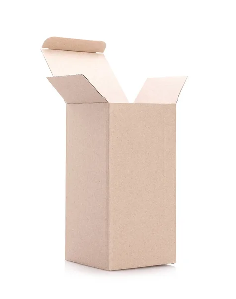 Emballage Vierge Boîte Carton Marron Pour Conception Produits Écologiques Isolé — Photo