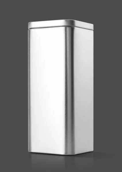 Blanco Verpakking Zilver Metalen Doos Voor Premium Product Design Mock — Stockfoto