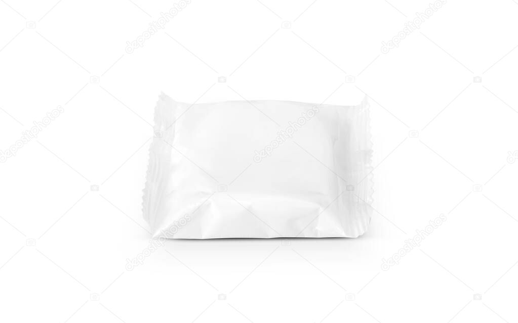 blank packaging white plastic sachet for soap bar toiletry product design mock-up isolated on white background with clipping path