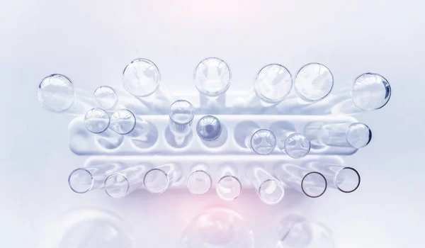 Science test tube on white top table with top view shot in science or labortories, Science testing concept