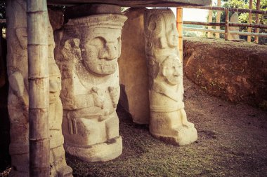 san augustin idols, colombia, south america, inka civilization i clipart
