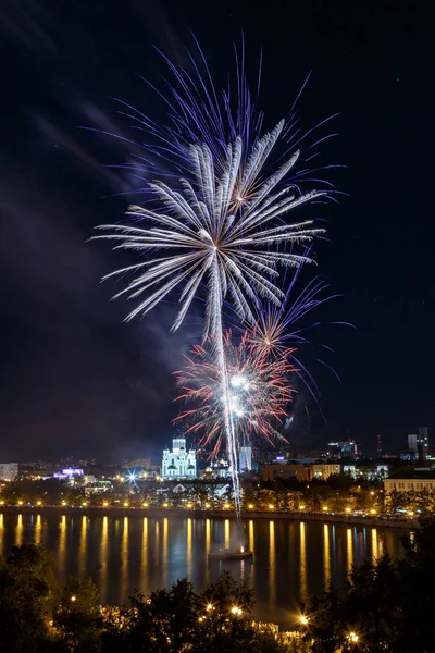 Tűzijáték város nap fesztivál — Stock Fotó