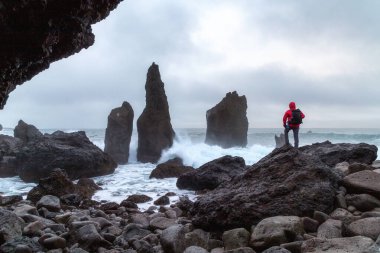 Valahnukamol, mavi saat, Atlantik Okyanusu, İzlanda 'da kış, Batı İzlanda