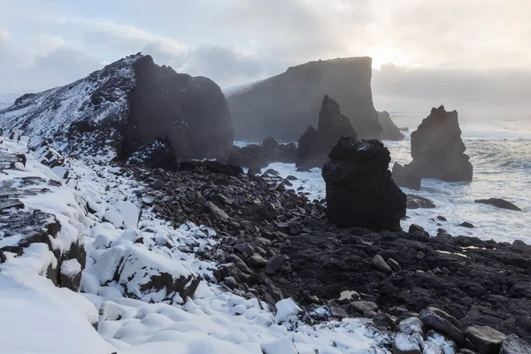 Valahnukamol Hora Azul Oceano Atlântico Inverno Islândia Oeste Islândia — Fotografia de Stock