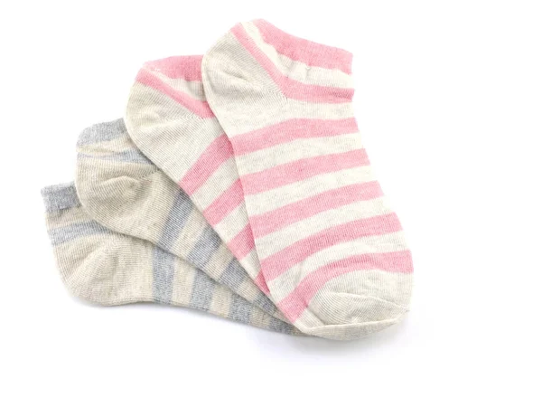 Колекція кольорових шкарпеток ізольована на білому тлі — стокове фото