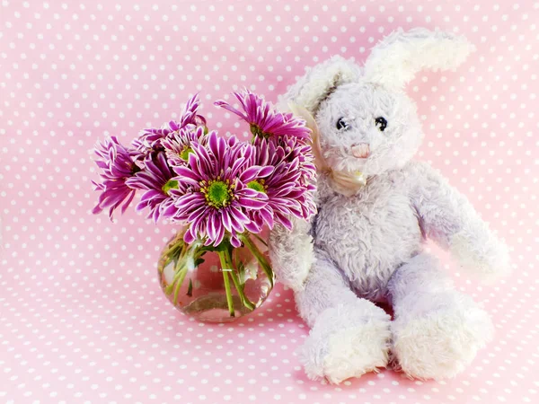 Muñeca de conejo con espacio de copia de fondo — Foto de Stock