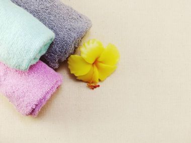 banyo Havlu Üstten Görünüm alanı kopya arka plan ile