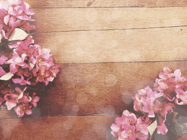 çiçek buketi vintage filtre renk ile ahşap arka plan