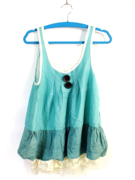 Summer dress on hanger isolated on white background — Stock Photo, Image