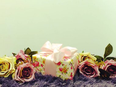 hediye kutusu alan arka plan ile mevcut Üstten Görünüm