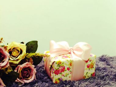 hediye kutusu alan arka plan ile mevcut Üstten Görünüm